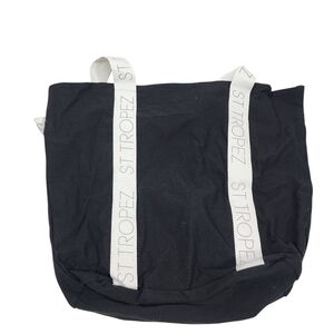 St. Tropez Black Tote Bag Recycled Cotton Travel Beach Lightweight Canvas Nwot